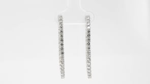 3 ct. tw. Diamond Inside Out Oval Hoop Earrings in 14K White Gold front view