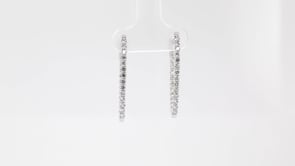 1 ct. tw. Diamond Inside Out Oval Hoop Earrings in 14K White Gold front view