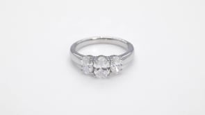 Adamante 1-1/2 ct. tw. Lab-Grown Oval Diamond 3-Stone Ring in 10K White Gold full view