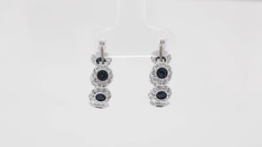 Swarovski Angelic Collection Blue and White Crystal Hoop Design Earrings in Rhodium Plating front view