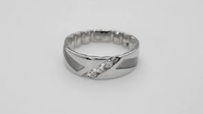 MFIT 1/4 ct. tw. Men's Diagonal Diamond Wedding Band in 10K White Gold close-up detail