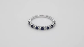 Sapphire and 1/10 ct. tw. Diamond Fashion Band in 10K White Gold close-up detail