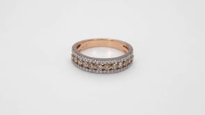 Mocha Lux 3/4 ct. tw. Round Prong-Set Mocha & White Diamond Anniversary Band in 14K Pink Gold full view