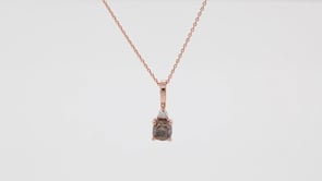 Mocha Lux 3/8 ct. tw. Cushion Cut Mocha and Round White Diamond Pendant in 14K Pink Gold front view