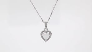 Created Heart Opal and Diamond Accent Pendant in Sterling Silver front view