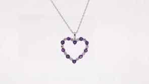 Amethyst and 1/10 ct. tw. Diamond Heart Pendant in 10K White Gold front view