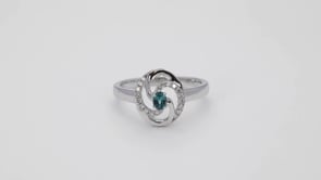 Oval Alexandrite and 1/8 ct. tw. Diamond Swirl Ring in 14K White Gold close-up detail