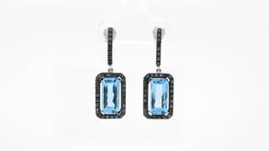 Blue Topaz and 3/8 ct. tw. Treated Blue Diamond Earrings in 14K White Gold front view