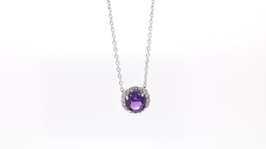 Created Amethyst and White Topaz Pendant in Sterling Silver front view