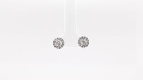Amaura Collection 1 ct. tw. Round Brilliant Diamond Halo Earrings in 10K White Gold side profile