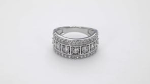 Adamante 1-1/2 ct. tw. Lab-Grown Diamond Multi Row Anniversary Ring in 14K White Gold close-up detail