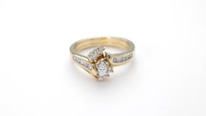 Natural 1 ct. tw. Marquise and Round Diamond Wedding Set in 10K Yellow Gold side profile