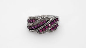 Created Ruby and Diamond Accent Ring in Sterling Silver close-up detail