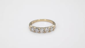 1 ct. tw. Round Diamond 5-Stone Prong Band in 14K Yellow Gold close-up detail