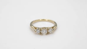 3/4 ct. tw. Round Brilliant Diamond 3-Stone Anniversary Ring in 14K Yellow Gold angled view