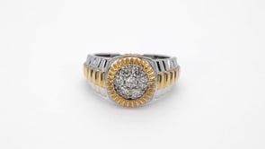 Men's 5/8 ct. tw. Round Brilliant Cluster Rolex Style Fashion Ring in 10K White & Yellow Gold side profile