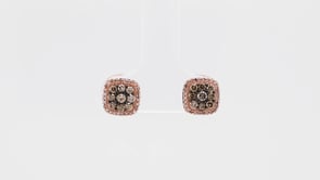 Mocha Collection 1/2 ct. tw. Mocha Diamond Square Cluster Fashion Earrings with White Diamond Halos in 10K close-up detail