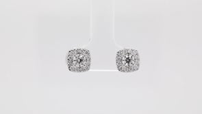 Adamante 1 ct. tw. Lab-Grown Diamond Halo Earrings in 10K White Gold front view