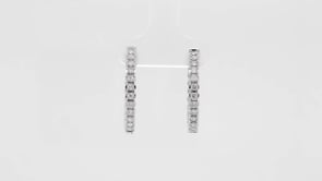1 ct. tw. Inside Out Round Diamond Hoop Earrings with Click Backs in 10K White Gold close-up detail