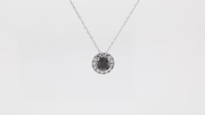 3/4 ct. tw. Treated Black and White Diamond Halo Pendant in 10K White Gold front view