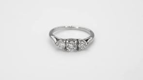3/4 ct. tw. Round Brilliant 3-Stone Diamond Anniversary Ring in 14K White Gold side profile