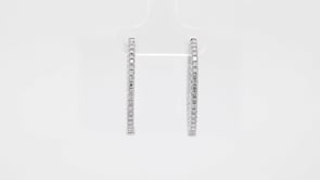 Adamante 1 ct. tw. Lab-Grown Diamond Hoop Earrings in 10K White Gold front view