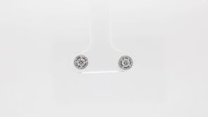 1/3 ct. tw. Round Brilliant Diamond Halo Earrings in 10K White Gold close-up detail