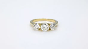2 ct. tw. Classic Round Brilliant Diamond 3-Stone Anniversary Ring in 14K Yellow Gold close-up detail