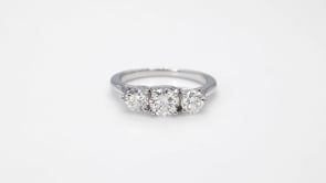1-1/2 ct. tw. Classic Round Brilliant Diamond 3-Stone Anniversary Ring in 14K White Gold close-up detail