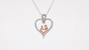 Infinite Love 1/8 ct. tw. Diamond Mom & Child Pendant in Sterling Silver and 10K Pink Gold close-up detail