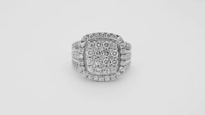 Fairytale Diamonds 3 ct. tw. Diamond Cushion-Shaped Cluster Halo Ring in 14K White Gold close-up detail