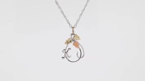 Black Hills Gold Initial Letter K & Vine Pendant in Sterling Silver front view