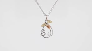 Black Hills Gold Initial Letter S & Vine Pendant in Sterling Silver front view