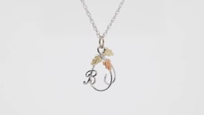 Black Hills Gold Initial Letter B & Vine Pendant in Sterling Silver front view