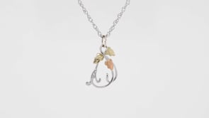 Black Hills Gold Initial Letter A & Vine Pendant in Sterling Silver front view