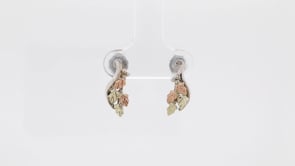 Black Hills Gold Curved Leaf Earrings in Sterling Silver close-up detail