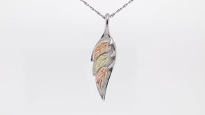 Black Hills Gold Wing Leaf Pendant in Sterling Silver front view