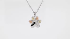Black Hills Gold Paw Print Pendant in Sterling Silver front view
