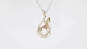 Black Hill Gold Grape & Leaf Teardrop Pendant in Sterling Silver front view