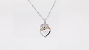 Black Hills Gold Cultured Freshwater Pearl & Diamond Cut Heart Pendant in Sterling Silver front view