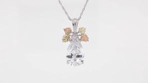 Black Hills Gold & Silver Pear-Shaped CZ Drop Pendant front view