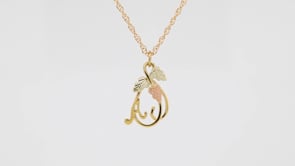 Black Hills Gold Hanging Vine with Leaves Initial Letter A Pendant in 10K Yellow Gold front view