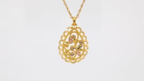 Black Hills Gold Pear-Shaped Milgrain Filigree Pendant front view