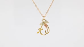 Black Hills Gold Hanging Vine with Leaves Initial Letter K Pendant in 10K Yellow Gold front view