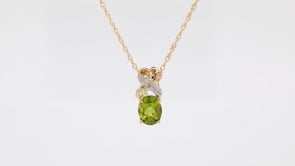 Black Hills Gold Oval Peridot & Diamond Accent Pendant front view