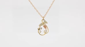 Black Hills Gold Hanging Vine with Leaves Initial Letter C Pendant in 10K Yellow Gold front view