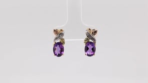 Black Hills Gold Oval Amethyst & Diamond Accent Earrings in 10K Yellow Gold close-up detail