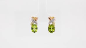 Black Hills Gold Oval Peridot & Diamond Accent Earrings in 10K Yellow Gold front view