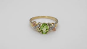 Black Hills Gold Oval Peridot & Diamond Accent Ring in 10K Yellow Gold full view