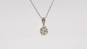 3/8 ct. tw. Diamond Pendant with Scalloped Halo and Diamond Bail in 10K Yellow Gold front view